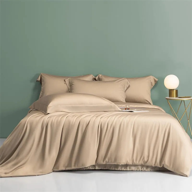 THL1143 Solid Plain Color Eucalyptus Lyocell Duvet Cover & Sheet