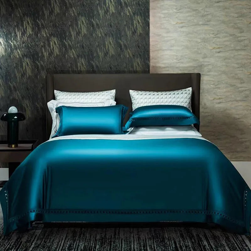 THL1083 Luxury High-End Egyptian Cotton Bedding Set Silky Soft Solid Color Bed Sheets & Cover