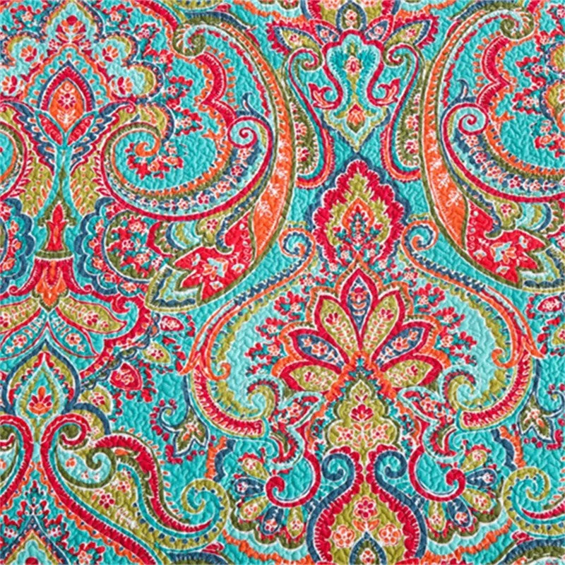 THL1050 Multicolor Paisley Blossom Cotton Summer Bedspread