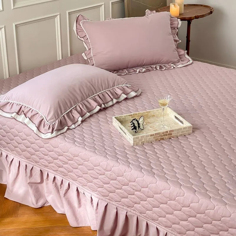 THL1123 Premium 100% Cotton Elegant Ruffled French Romantic Nature-Inspired Soft Bedding Set