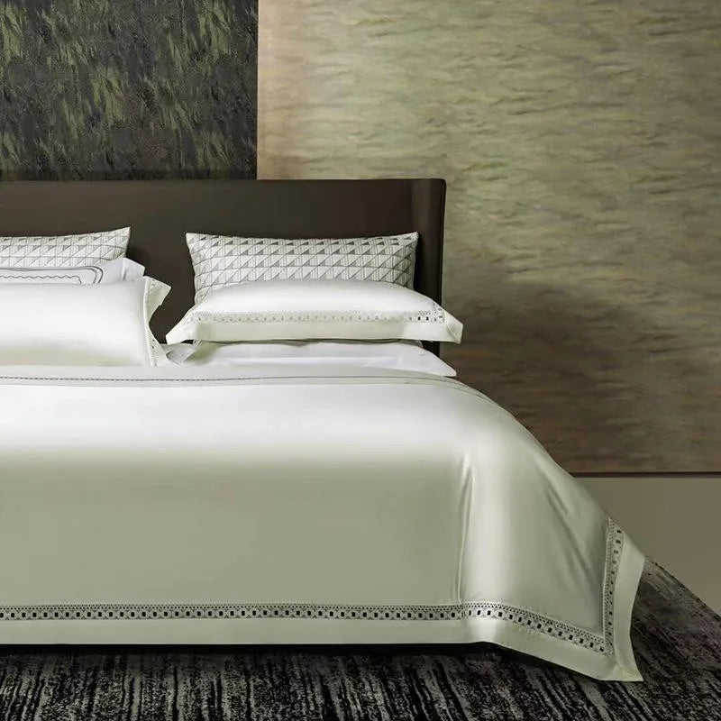 THL1083 Luxury High-End Egyptian Cotton Bedding Set Silky Soft Solid Color Bed Sheets & Cover