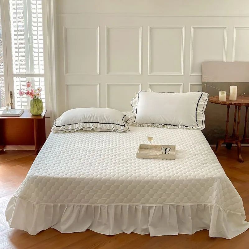 Juego de cama suave, elegante, romántico, francés, con volantes, inspirado en la naturaleza, 100 % algodón, THL1123