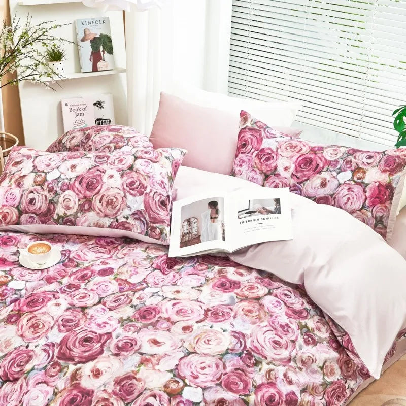 THL1175 400TC Ultra Soft Cotton-Rich Floral Printed Luxury Bedding Set