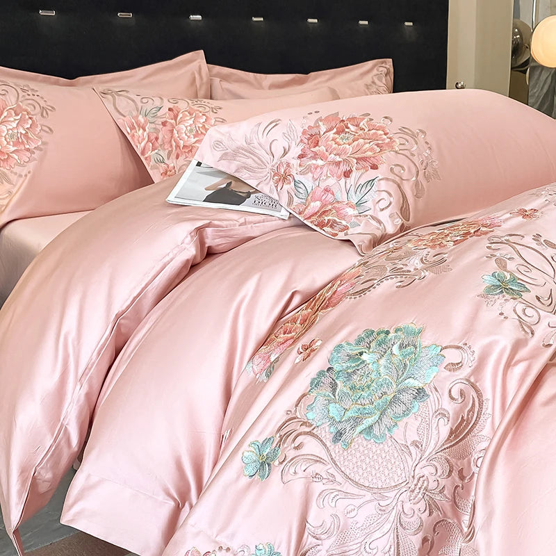 THL1174 Pastel 100% Cotton Embroidered 400TC Soft & Elegant Luxury Bedding Set