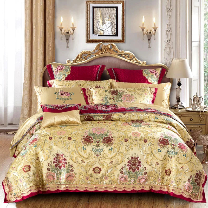 Juego de cama de lujo de algodón jacquard satinado THL1075 Royal