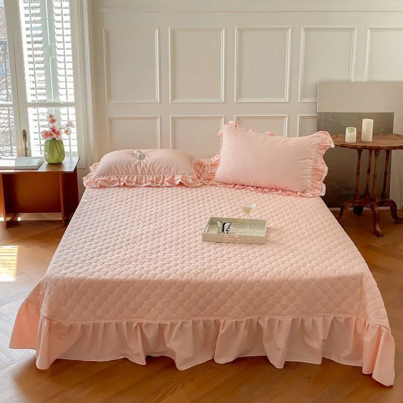 THL1123 Premium 100% Cotton Elegant Ruffled French Romantic Nature-Inspired Soft Bedding Set