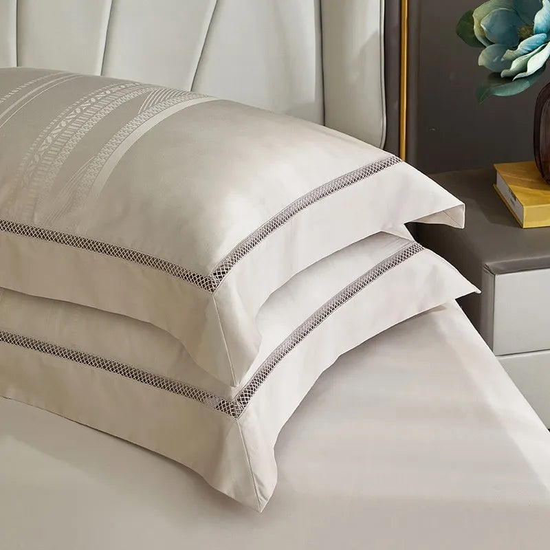 THL1056 Egyptian Cotton Soft Silky Jacquard Wave Bedding Boho Textured Elegance for Ultimate Comfort