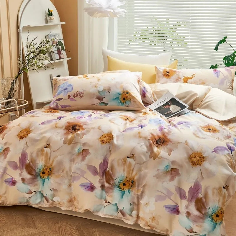 THL1175 400TC Ultra Soft Cotton-Rich Floral Printed Luxury Bedding Set