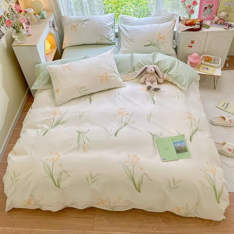 THL1070 100% Cotton Jungle Trees Forest Print Bedding Set Soft & Breathable