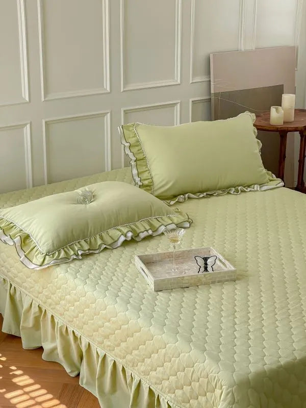 THL1123 Premium 100% Cotton Elegant Ruffled French Romantic Nature-Inspired Soft Bedding Set