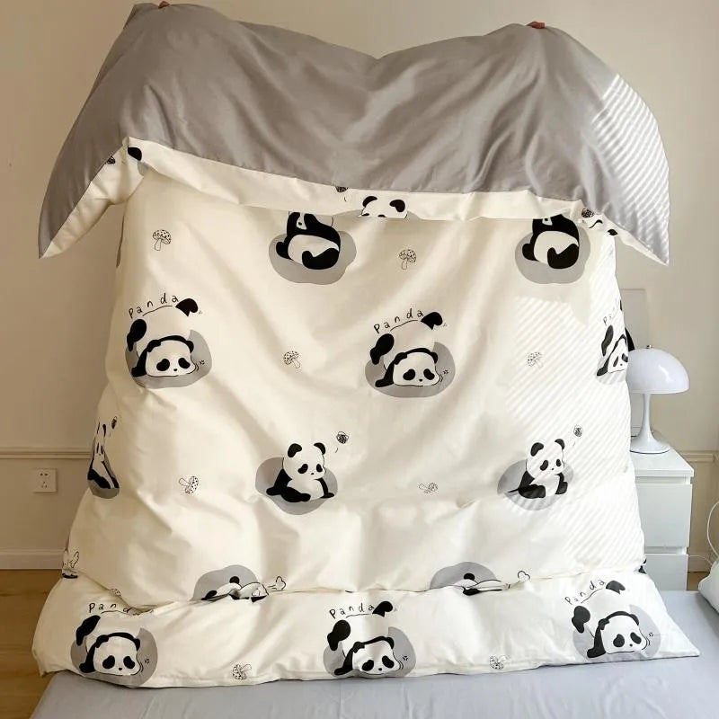 THL1163 Cute Panda Duvet Cover Set in 100% Cotton with Adorable Panda Design