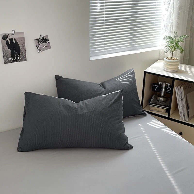 THL1036 Ultra Soft Brushed Microfiber Seersucker Comfortable Lightweight Duvet Cover