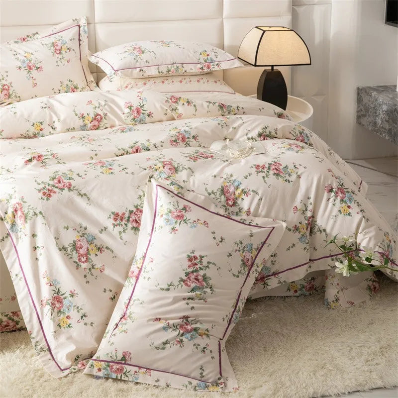 Juego de cama floral 100 % algodón de primera calidad THL1079