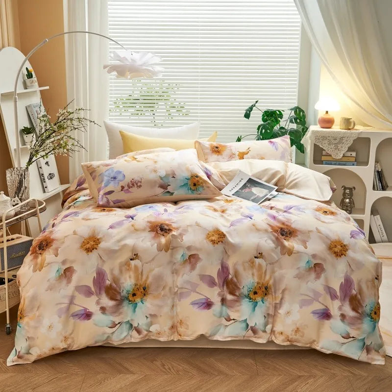 THL1175 400TC Ultra Soft Cotton-Rich Floral Printed Luxury Bedding Set