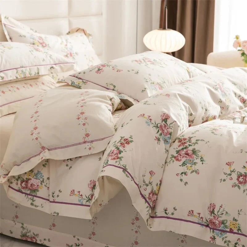 Juego de cama floral 100 % algodón de primera calidad THL1079