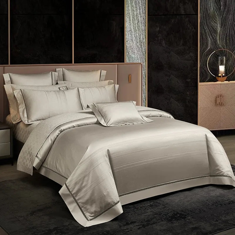 THL1056 Egyptian Cotton Soft Silky Jacquard Wave Bedding Boho Textured Elegance for Ultimate Comfort