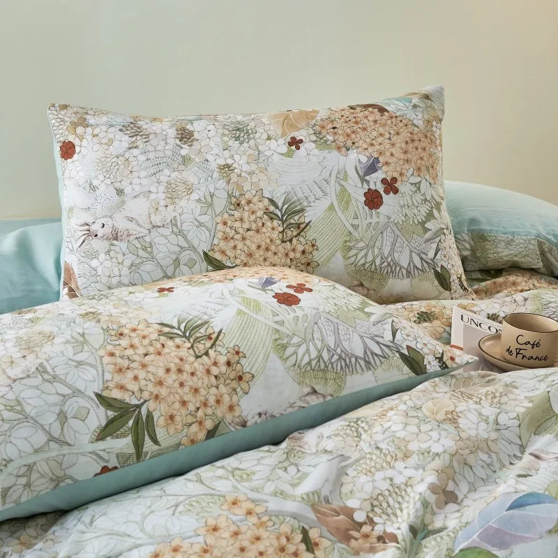 THL1175 400TC Ultra Soft Cotton-Rich Floral Printed Luxury Bedding Set