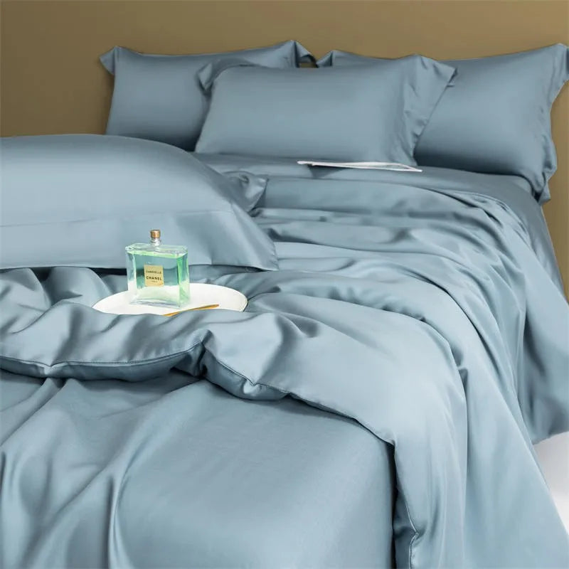 THL1143 Solid Plain Color Eucalyptus Lyocell Duvet Cover & Sheet