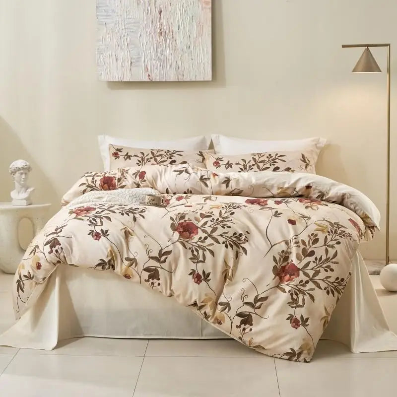 THL1175 400TC Ultra Soft Cotton-Rich Floral Printed Luxury Bedding Set