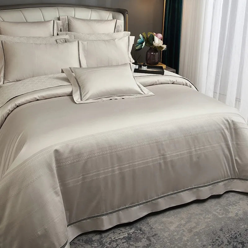 THL1056 Egyptian Cotton Soft Silky Jacquard Wave Bedding Boho Textured Elegance for Ultimate Comfort