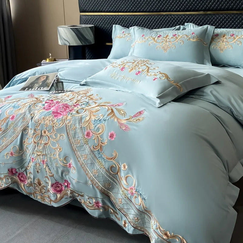 THL1165 Ultra Soft 300TC Floral Botanical Embroidered Bedding Set