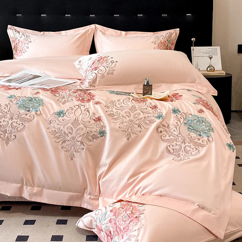 THL1174 Pastel 100% Cotton Embroidered 400TC Soft & Elegant Luxury Bedding Set