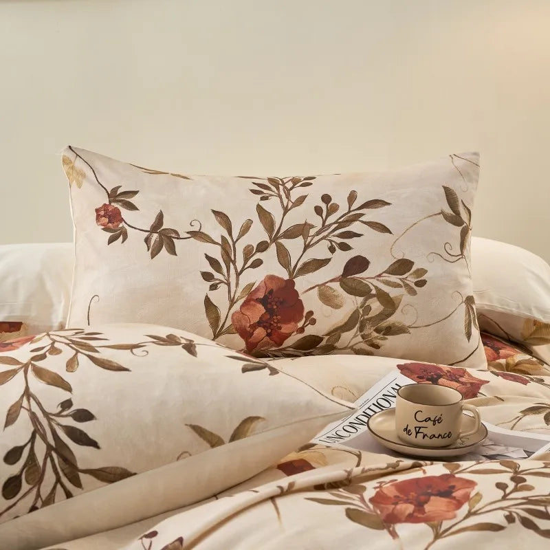 THL1175 400TC Ultra Soft Cotton-Rich Floral Printed Luxury Bedding Set