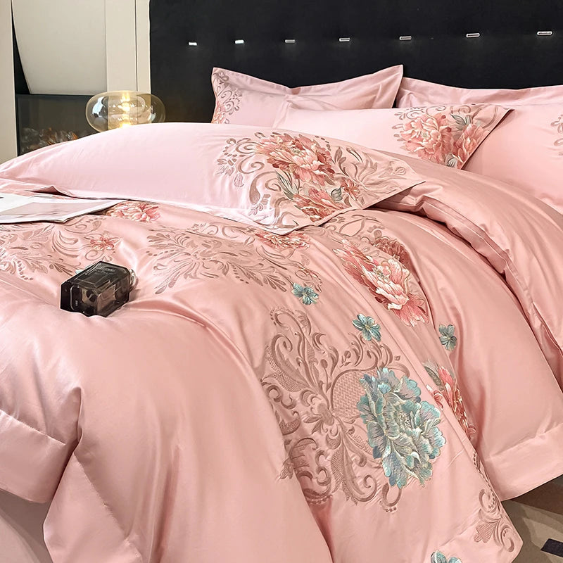 THL1174 Pastel 100% Cotton Embroidered 400TC Soft & Elegant Luxury Bedding Set