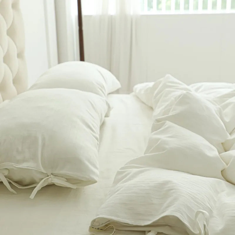 THL1087 Luxurious Organic Cotton Duvet Set Soft Natural White Bedding for Cozy Comfort