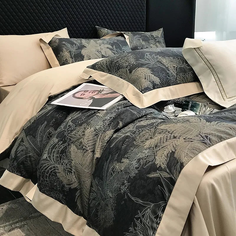 THL1043 Luxurious Egyptian Cotton Soft Jungle Printed Elegant and Exotic Bedding Set