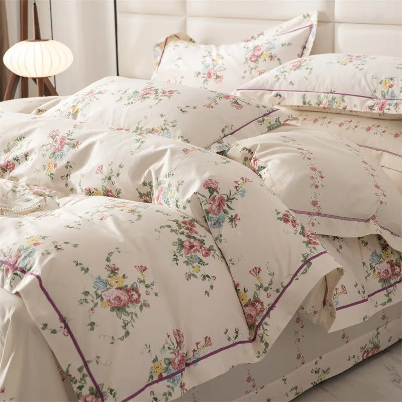 Juego de cama floral 100 % algodón de primera calidad THL1079