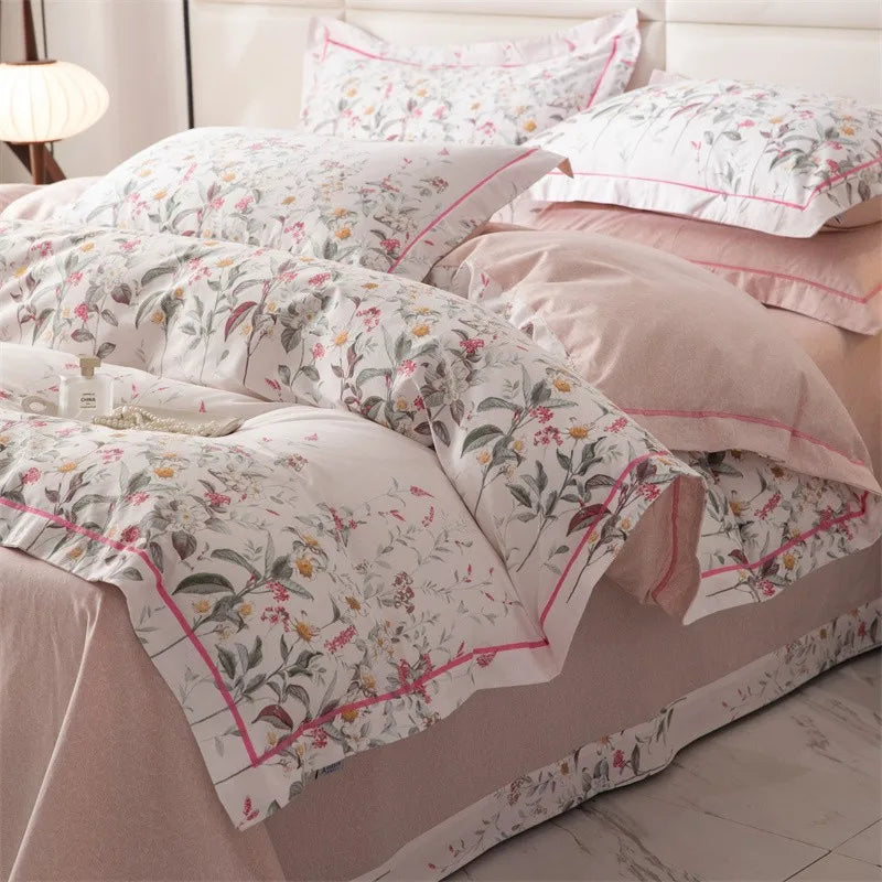 Juego de cama floral 100 % algodón de primera calidad THL1079