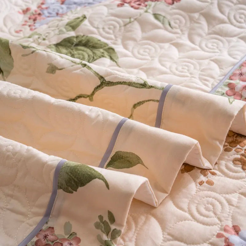 THL1061 Lightweight Reversible Bedspread Chic Floral Cotton Coverlet for Elegant Bedding