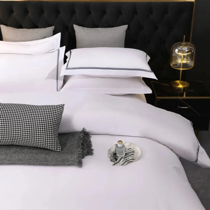 THL1047 Ultra-Soft White Brushed Cotton Bedding Set Luxurious Comfort for Home & Hotel