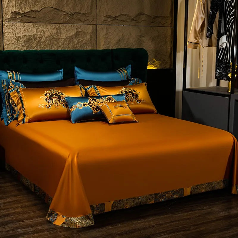 THL1052 Chic Golden Luxury Bedding Set High Quality Jacquard California Bedspread