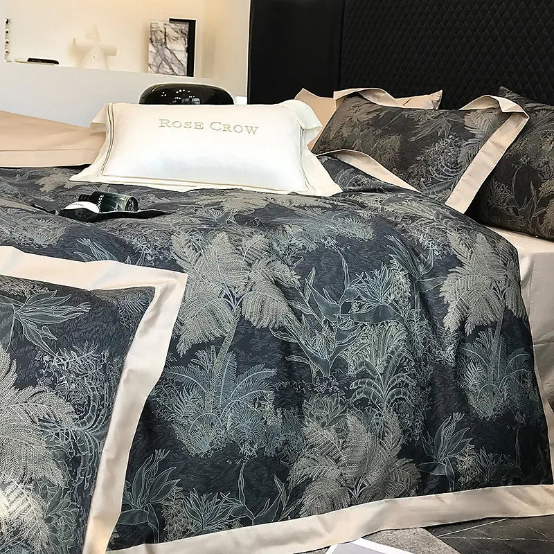 THL1043 Luxurious Egyptian Cotton Soft Jungle Printed Elegant and Exotic Bedding Set