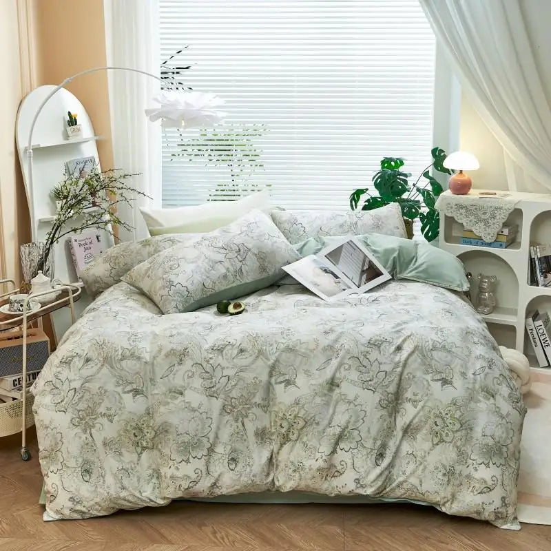 THL1176 400TC Ultra Soft Cotton-Rich Floral Printed Luxury Bedding Set