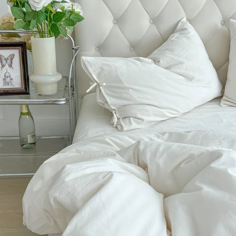 THL1087 Luxurious Organic Cotton Duvet Set Soft Natural White Bedding for Cozy Comfort