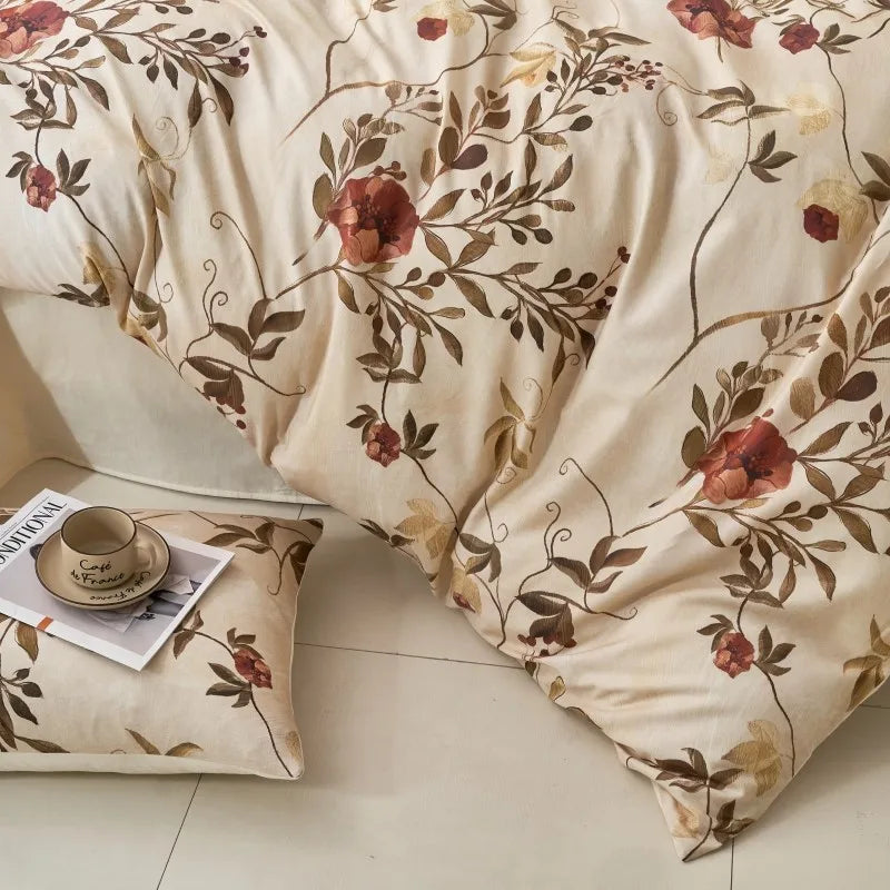 THL1175 400TC Ultra Soft Cotton-Rich Floral Printed Luxury Bedding Set