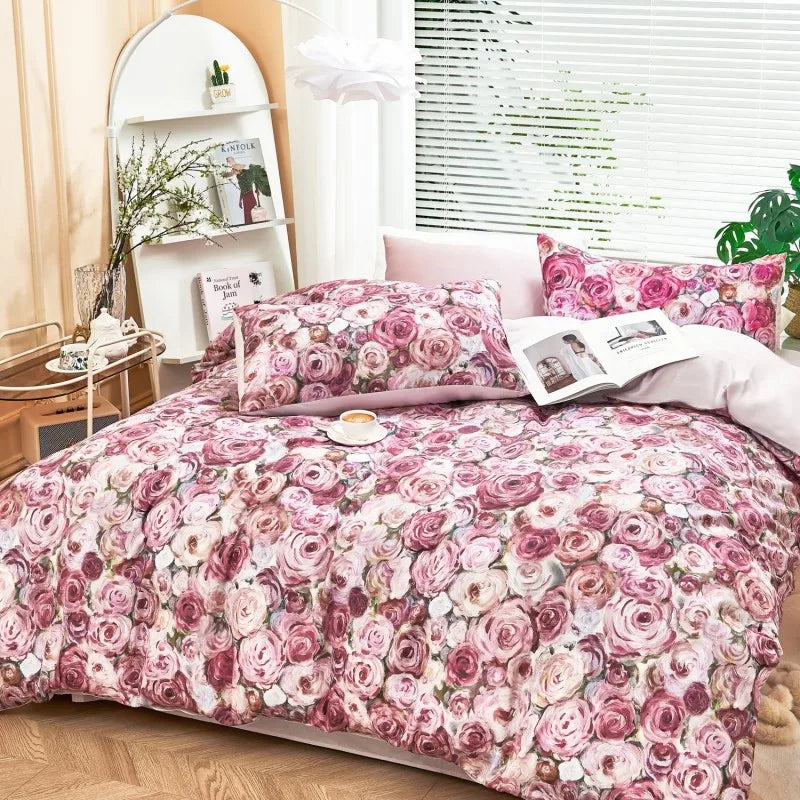 THL1175 400TC Ultra Soft Cotton-Rich Floral Printed Luxury Bedding Set