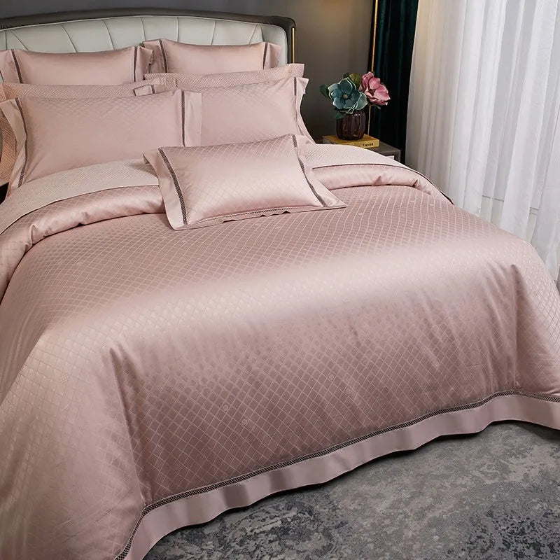 THL1057 Egyptian Cotton Soft Silky Jacquard Wave Bedding Boho Textured Elegance for Ultimate Comfort