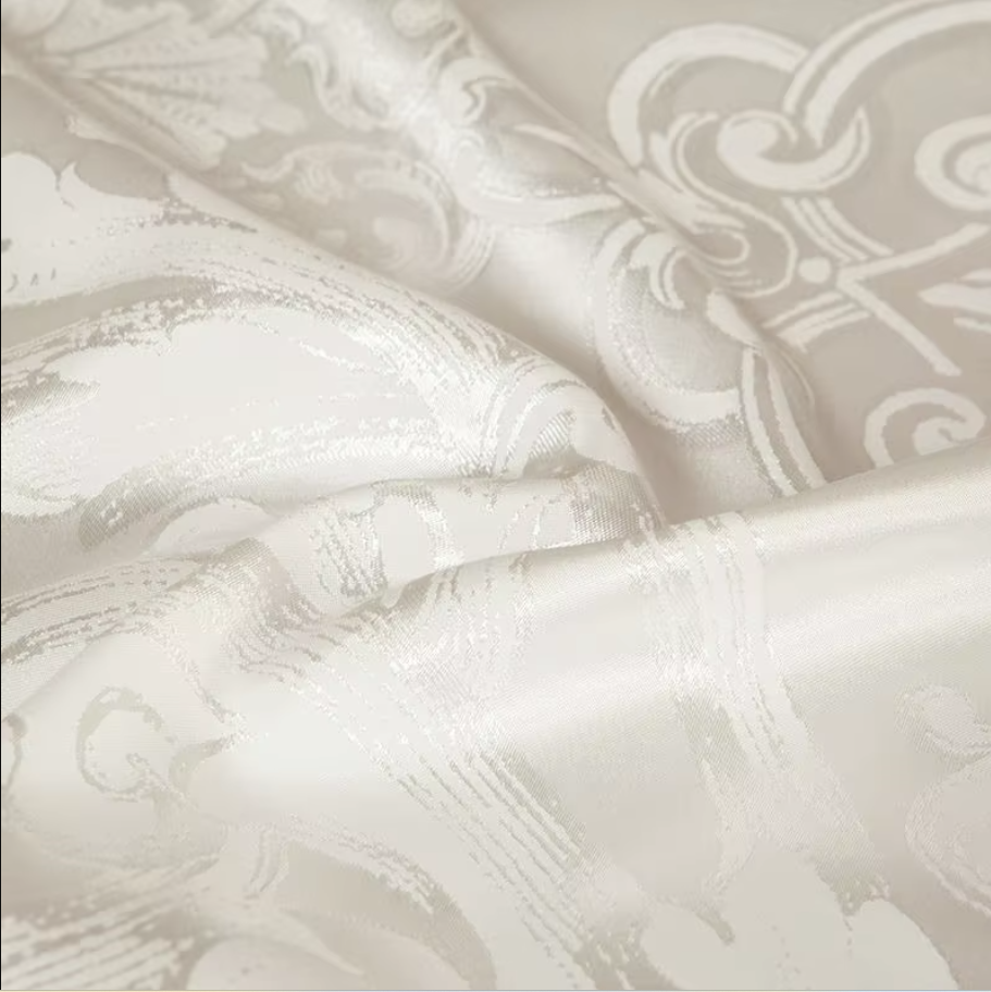 THL1067 Silver Gray Luxury Silky Satin Jacquard Embroidery Bedding Set