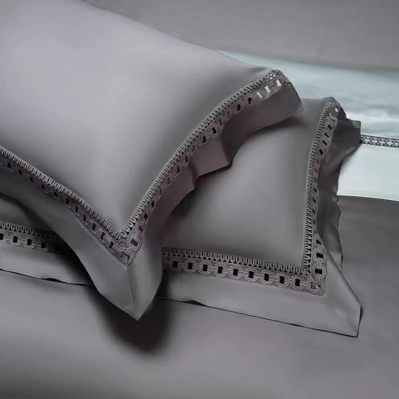 THL1083 Luxury High-End Egyptian Cotton Bedding Set Silky Soft Solid Color Bed Sheets & Cover