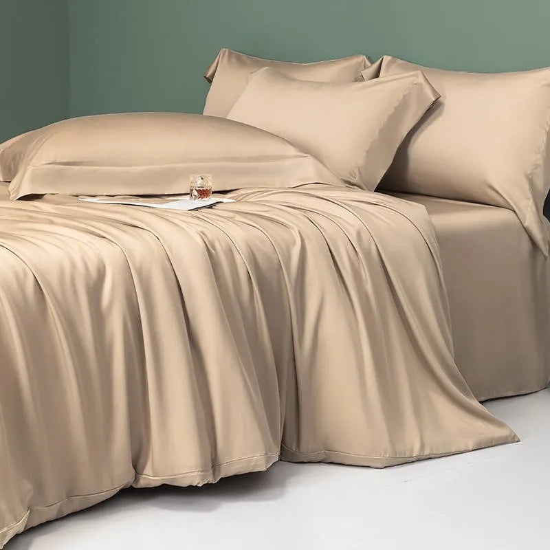 THL1143 Solid Plain Color Eucalyptus Lyocell Duvet Cover & Sheet