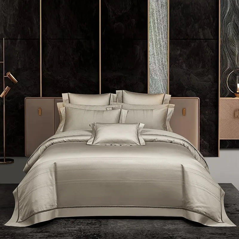 THL1056 Egyptian Cotton Soft Silky Jacquard Wave Bedding Boho Textured Elegance for Ultimate Comfort