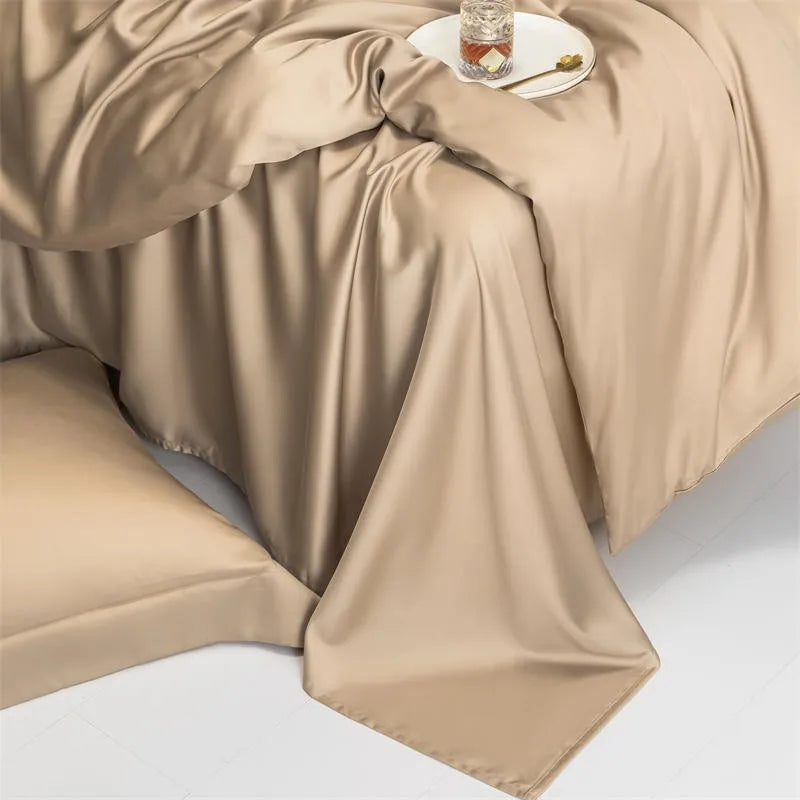 THL1143 Solid Plain Color Eucalyptus Lyocell Duvet Cover & Sheet