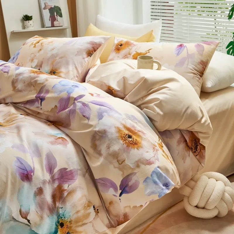 THL1175 400TC Ultra Soft Cotton-Rich Floral Printed Luxury Bedding Set