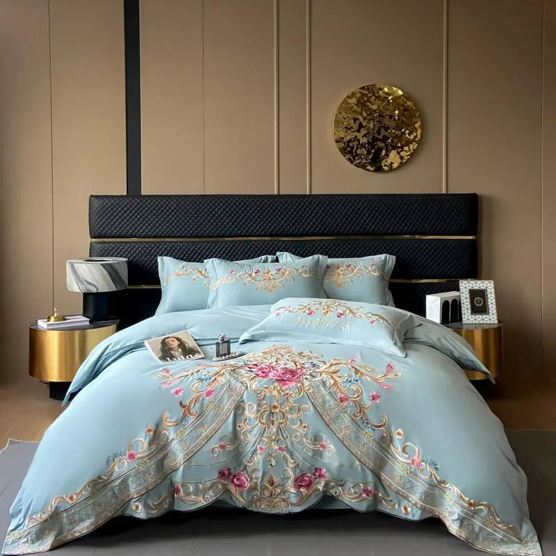 THL1165 Ultra Soft 300TC Floral Botanical Embroidered Bedding Set