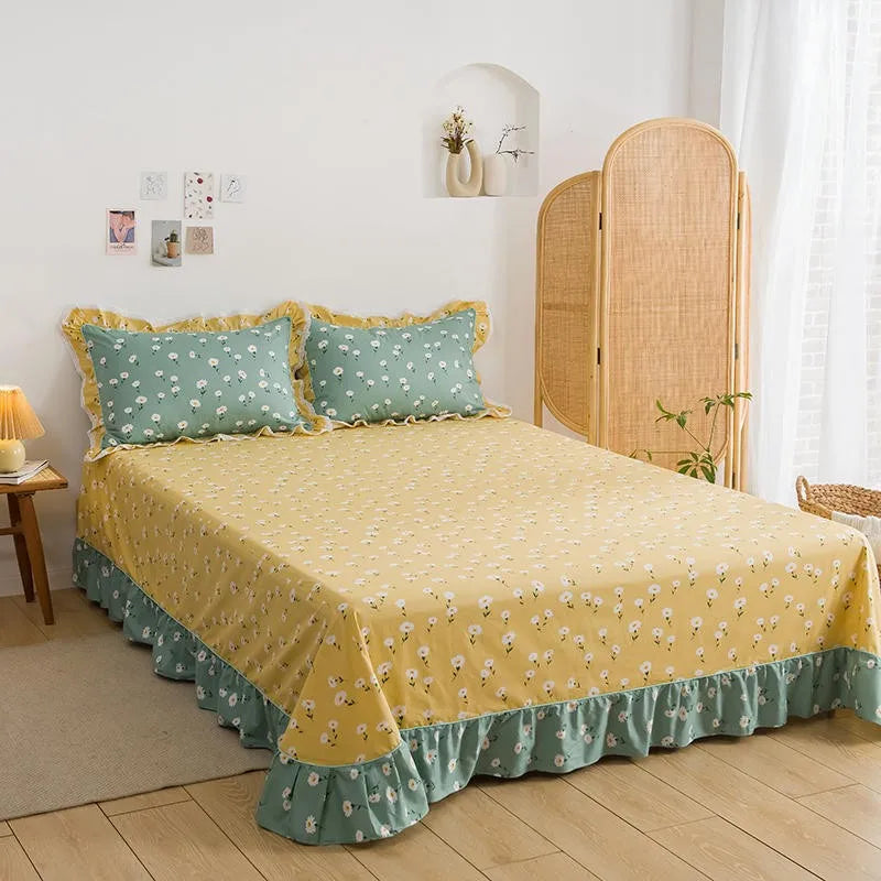 THL1116 Juego de cama de patchwork estilo campestre francés, elegante, suave y acogedor, 100 % algodón, con estampado floral primaveral