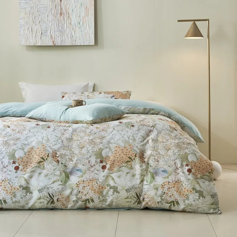 THL1175 400TC Ultra Soft Cotton-Rich Floral Printed Luxury Bedding Set